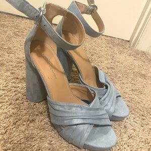 Platform block suede sandal